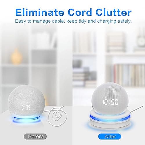 JERN Echo Dot Table Holder, Light Guide Mount Bracket, Built-in Cable Management Dot Accessories, Space-Saving Dot 4th Gen Desktop Stand, Table Stand Holder for Echo Dot 4th Gen (White) 4
