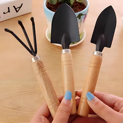 Generic 3 Pcs Gardening Tool Set, Hand Tool Kit for Home Gardening, Small Sized Hand Cultivator, Small Trowel & Garden Fork, Perfectly Sized for Kids, Ideal for Home Gardening, Flower Pot and Lawn 6