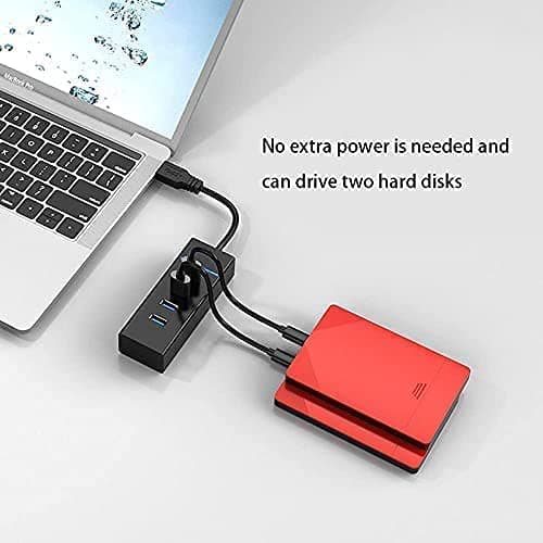 JK Vision USB 3.0 4-Port Hub with 30cm Cable, SuperSpeed 5Gbps Data Transfer, LED Indicator, Slim Design, Overcurrent Protection, Compatible with Laptop, PC, Mac – Black 2