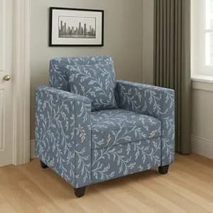1 Seater Fabric Sofa Set for Living Room Furniture | Fabric 1 Seater Sofa Set | Sofa for Home & Office | Fabric Color:- Grey Printed Cushions | Pre-Assembled
