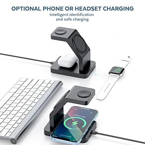 eller santé® Wireless Charger 3-in-1 23W Magnetic Mag-Safe for iPhone 17/17 Air/17 Pro/17 Pro Max, 16/16 Plus/16 Pro/16 Pro Max, 15/14/13/12, Airpods 3rd/2nd gen, Series 9/8/7/6/5/4/SE-Black 2