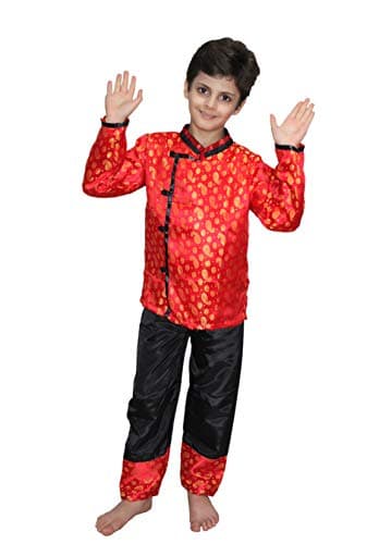 Kaku Fancy Dresses Jacquard Global Ethnic Wear Chinese Boy Costume -Red, 10-12 Years, For Boys