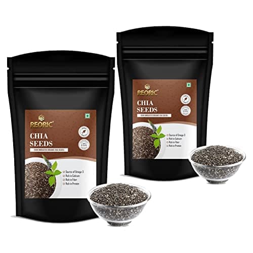 REORIC Raw Unroasted Chia Seeds - 100g (Pack of 2) | Chia Seeds with Omega 3 and Rich in Fiber, Calcium & Protein for Weight Loss Management | Healthy Superfood