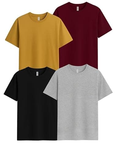 Sleepynuts Men's Regular Fit Round Neck Half Sleeves Solid Casual Wear T-Shirt