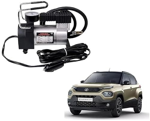 12V DC Heavy Duty Metal Tyre Inflator Air Compressor Pump for Tata Punch, Portable Fast Car Tyre Air Pump with Pressure Gauge