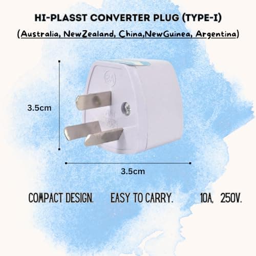 Hi-Plasst India to Australia Plug Converter | Pack of 1 Type-I (3-Pin) | for China, New Zealand, Argentina, Fiji Universal Socket | Australian Adapter for Phones, Laptops, Chargers 4