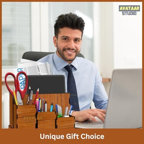 Desk Organizer with 4 Compartments Stylish Table Organizer for Office Desk Storage Box for Stationery and Accessories Unique Corporate Gift 6