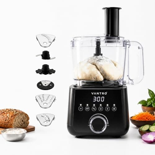 VANTRO 1000W Food Processor with 2L Bowl – Multi-Purpose Kitchen Appliance for Chopping, Slicing, Dough Kneading & Grinding | Powerful Motor, Easy Clean Design