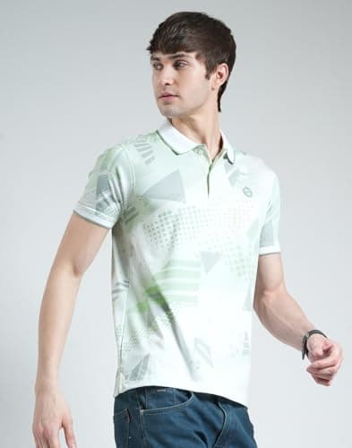 Monte Carlo Men's Regular Fit Printed Polo T-Shirt | Half Sleeve | Collared Neck | Casual Wear T Shirt for Men's Green XL (Pack of 1) 3