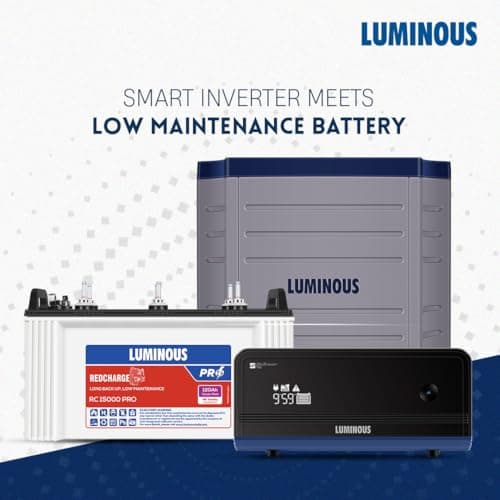 Luminous Inverter & Battery Combo with Trolley (Zelio+ 1100 Pure Sine Wave 900VA/12V Inverter, Red Charge RC 15000 PRO Short Tubular 120Ah Battery with Trolley) for Home, Office & Shops 2