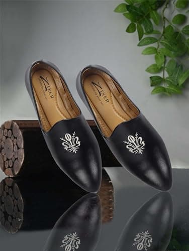 Zixer E7012 Ethnic Wear Wedding Party Half Shoes for Men Mojri Casual Formal Back Open Shoe Casuals for Men Black 3