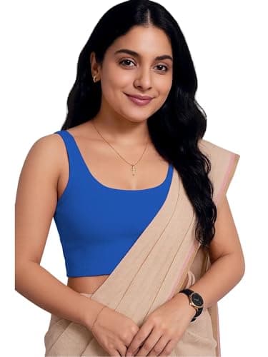 SoHot Women’s Stylish Ribbed Sleeveless Lycra Stretchable Readymade Crop Tank Top Cami Blouse for Girls 2SS23 1044 4XL RBL Royal Blue