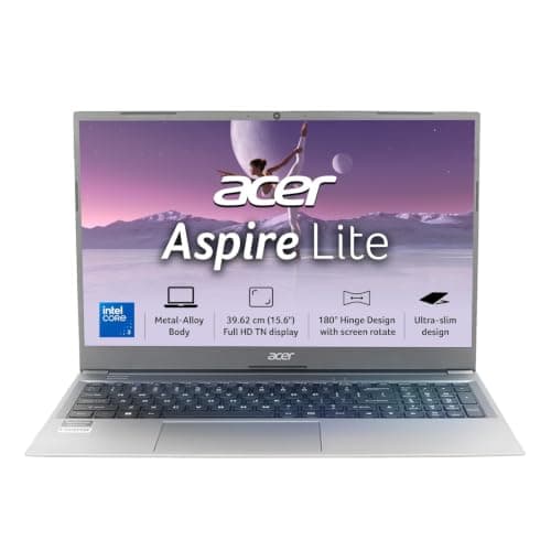 Acer Aspire Lite Intel Core 3-100U Processor, 8GB RAM/256GB SSD, 15.6"/39.62 cm, FHD IPS Display,Win 11 Home, Steel Grey, 1.59Kg, AL15-53, Thin and Light Laptop