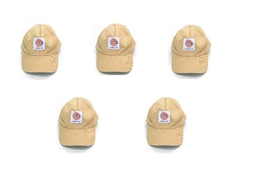 Indian Oil Cap (IOCL) for Men – Nozzle Man Uniform, Adjustable Cotton Petrol Pump Cap, IOCL Logo Baseball Hat for Workwear (Pack of 5) Khaki 2
