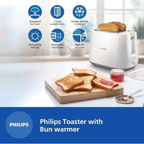 Philips HD2582/00 Two slice Pop-up toaster with bun warmer | 830W | 6 browning settings 2