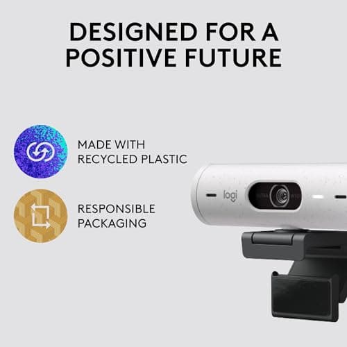 Logitech Brio 500 Full HD Webcam with Auto Light Correction, Show Mode, Dual Noise Reduction Mics, Webcam Privacy Cover, Works with Microsoft Teams, Google Meet, Zoom, USB-C Cable - White 5