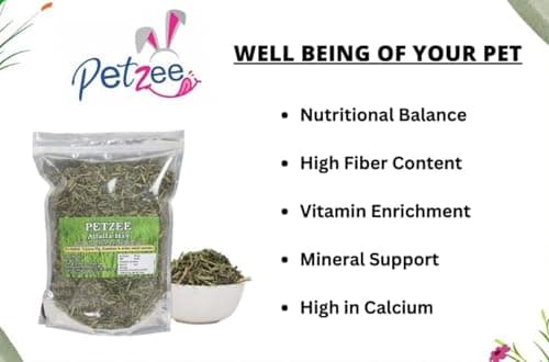 Petzee Alfalfa Hay, Food for Baby and Young Rabbits, Guinea Pig, Hamsters and Other Small Animals (400 GMS, Pack of 2) 5