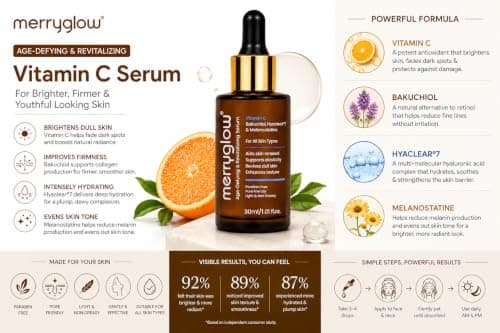 Merryglow Age-Defying & Revitalizing Vitamin C Serum with Bakuchiol, Hyaclear®7 & Melanostatine, All Skin Types, 30ml 4