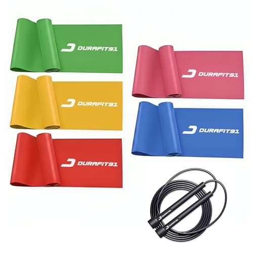 Durafit91™ Resistance Bands Set of 5(Extra Light to Extra Heavy) Exercise Thera Band for Men & Women, Natural Latex Stretch Band for Yoga, Pilates, Strength Training, Home Workout, Gym Fitness