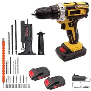 MLD 10mm Brushless 21V Li-ion Cordless Drill Home Use DIY With Combo Jig saw Attachment for drill,cordless,screwdriver machines 24pcs Accessories Tool set JRE-120 (21v/1324 Rpm/Multicolor)
