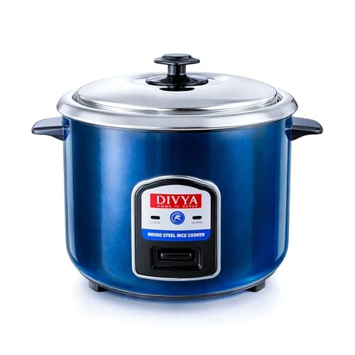 DIVYA Stainless Steel 1.8 L Electric Rice Cooker for Home | Indigo Steel Body | 700 W Efficient Heating | Cook & Keep Warm Function | Detachable Power Cord | Family Size Rice Cooker