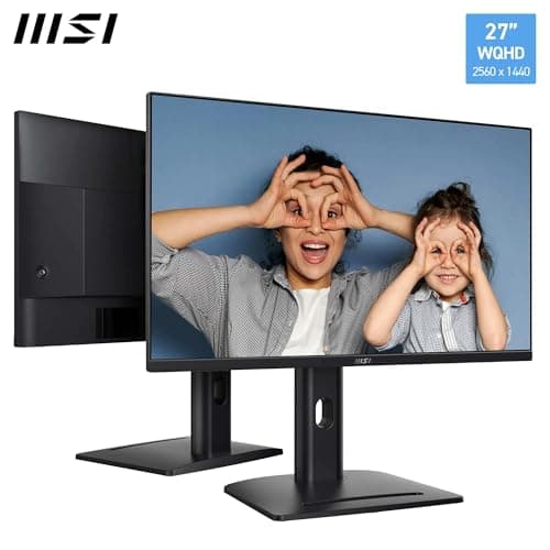 MSI PRO MP275QPG 27-Inch WQ HD Office Monitor - 2560 x 1440 IPS Panel, 100Hz, Eye-Friendly Screen, VESA Mountable, Display Kit Support, 4-Way Adjustable - HDMI 2.0b, DisplayPort 1.2a 2