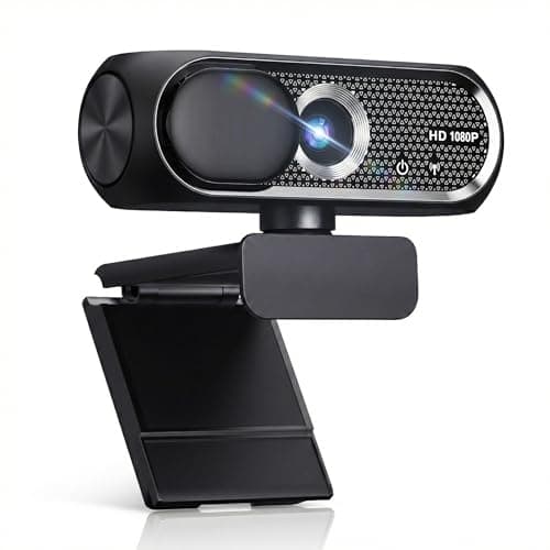 Shcngqio 1080P HD Webcam with Microphone, Noise Cancellation,Wide-Angle Lens, Auto Light Correction,Desktop, PC, Mac, Zoom, Skype, Streaming (Light Black)