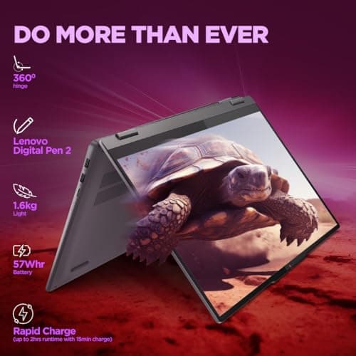 Lenovo Ideapad 5 2-in-1 AMD Ryzen 5 8645HS 14" (35.5cm) WUXGA IPS 300Nits Convertible Laptop (16GB RAM/512GB SSD/Win 11/Office Home 2024/Backlit KB/FPR/FHD Camera/Grey/1.6kg), 83DR007CIN 5