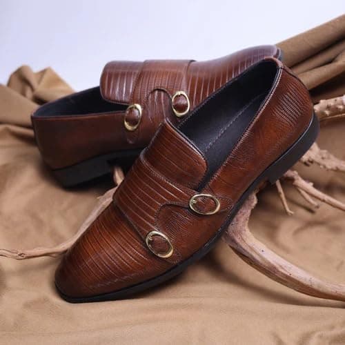 Monkstory Atelier 1970 Textured Double Monk Strap - Brown (UK Footwear Size System, Adult, Men, Numeric, Medium, 11) 3