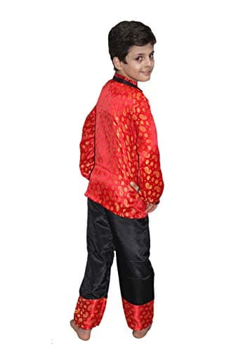Kaku Fancy Dresses Jacquard Global Ethnic Wear Chinese Boy Costume -Red, 10-12 Years, For Boys 3