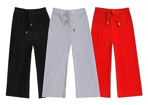 adibaba Girl's Regular Fit Palazzo Pack of 3-Multicolor