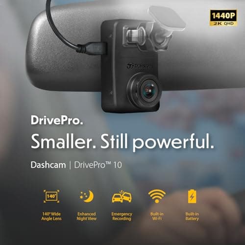 Transcend DrivePro 10 Dash Camera for Car | Dashcam for Cars | Car Dash Camera |2K QHD 1440P | Sony STARVIS™ | WiFi | Build-in Battery | 2 Years Manufacturer's Warranty | Made in Taiwan 3