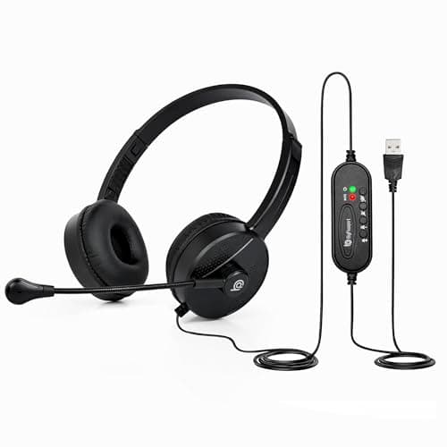 USB Headphone with Noise Cancellation Mic | Light Weight Wired Headset for Online Meetings & Office Calls | USB Headphones for PC & Laptop | Model: Pro-Tech 650 (Black)