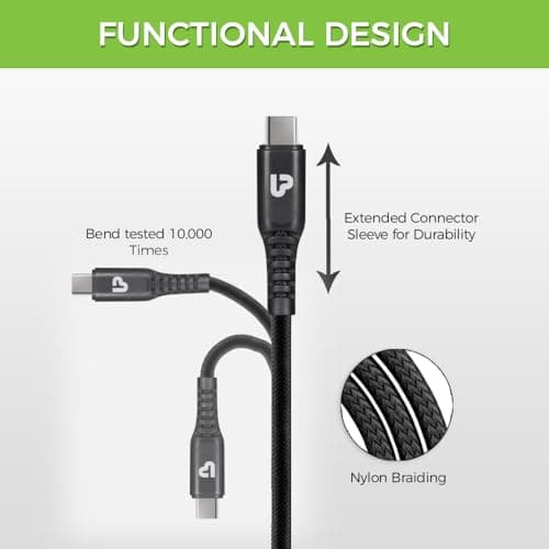 ULTRAPROLINK Volo Type C To Type-C Sync & Charge Cable | 1.0M, Black | Compatible With Phones, Tablets, Laptops | High Speed & Stable Data Transfer | Fast Charging, Tangle Free & Durable | UL1051 5