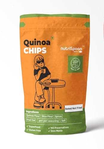 Nutrispoon Quinoa Chips Baked Supergrain Superfood Masala Flavour - Palm Oil Free | Flavored Chips | High Protein, Healthy, Gluten-Free | Crunchy Snacks - 40 Gram