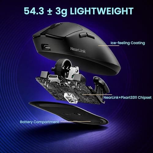 Ant Esports Diamondback 55 Smartchoice Wireless Gaming Mouse, Tri-Mode 2.4GHz Bluetooth Wired, PixArt PAW3311 Sensor, 24000 DPI, 1000Hz Polling Rate, 54g Superlight, 300mAh Battery, PC Xbox Mac PS 3