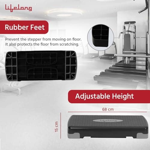 Lifelong Polypropylene Exercise Fitness Stepper for Exercise Aerobics Stepper | Max Weight 200kg (Black & Grey) 3