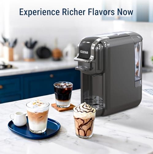 COSTAR 2-in-1 Espresso Machine for Capsules & Coffee Powder, 20 Bar Capsules Coffee Machine, Coffee Maker Machine for Home W/NS Original Capsules, Fast Heating System, Simple Touch Operation, 1450W 5