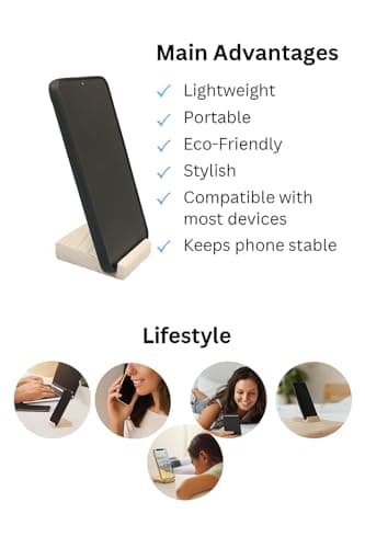 USHAVI Mobile Stand Wooden | Mobile Holder|Cell Phone Stand for Office Table |Smartphone Desk Older | 4