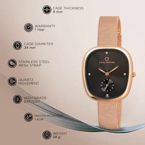 Carlington Iconic 2048 Analog Watches for Women with Premium mesh Strap, Scratch-Resistant Dial, and Water-Resistant Body – Elegant Watches for Women and Girls 3