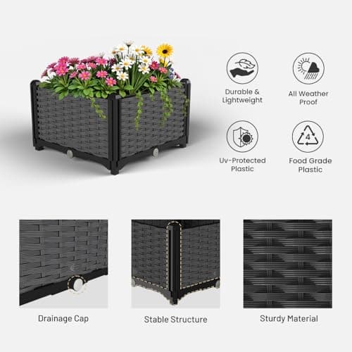 YUCCABE ITALIA Raised Garden Beds Indoor Outdoor Large Plastic Elevated Planter Boxes with Legs and Drainage Holes for Vegetables, Flowers, Herbs, Tomatoes Heat & Frost Resistant for Patio/Balcony 5