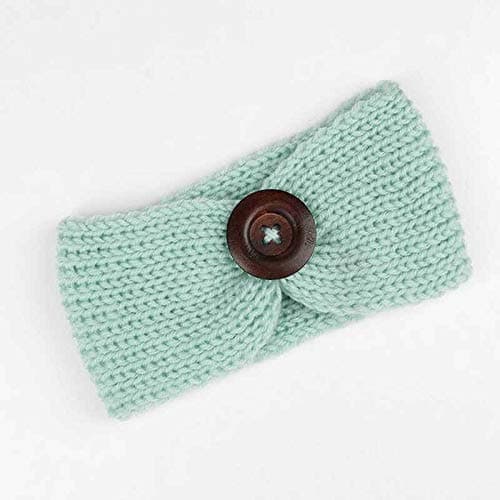 El Regalo 1 PC Woolen Knitting Button Headbands Turban Head Wrap Unisex Knitted Hair Band Young Kids (Upto 5 years) for Girls & Boys (Light Blue) 3