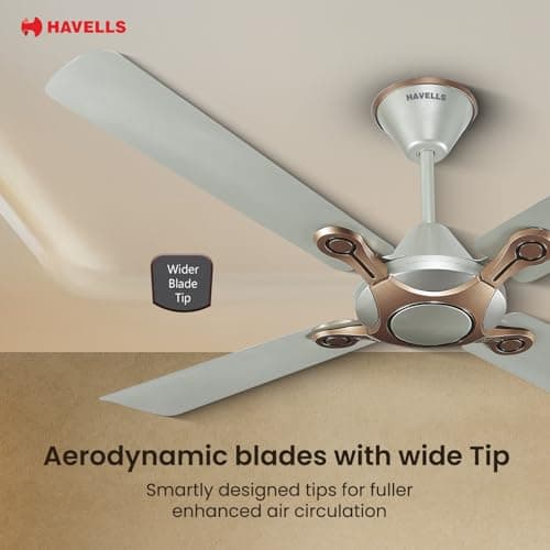Havells 1200mm Leganza ES 4B Ceiling Fan|Best fan in 4 Blade,Premium Finish Decorative Fan,High Air Delivery|Energy Saving,100% Pure Copper Motor,2 Year Warranty|(Pack of 1,Bronze Gold),5 Stars 5