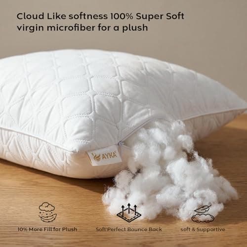 AYKA Microfiber Cushion Filler Set of 2 (18x18 Inch) | Soft & Fluffy Sofa Cushions Inserts | Premium Polyester Fiber Throw Pillows for Sofa, Couch, Bed & Living Room Decor | White 2