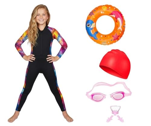 Aqua Holic Swimming Kit for Girls with 1 Swimming Costume | Swim Suit | Swimwear | Swimming Dress,Goggles, Cap, Ear Plug & Nose Clip