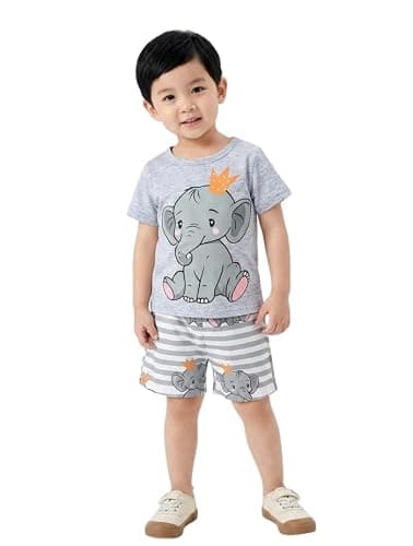 Summer Dress for Kids Boys Cotton Outfit – Baby Boy Dress with Soft Fabric, Stylish Printed Design, Lightweight & Comfortable Kids Clothes for Boys, Ideal for Regular Wear & Outdoor (1-2 year)