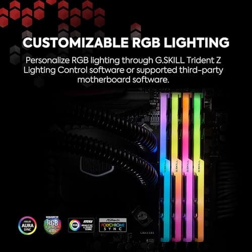 G.Skill Trident Z RGB 32GB(2x16GB) DDR4-3600MHz CL18-22-22-42 1.35V Desktop Memory RAM - F4-3600C18D-32GTZR, Black 3