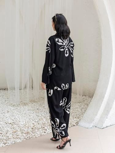 TITTLI Women's Rayon Printed Tunic and Trousers Co-Ord Set (Black, L) 3