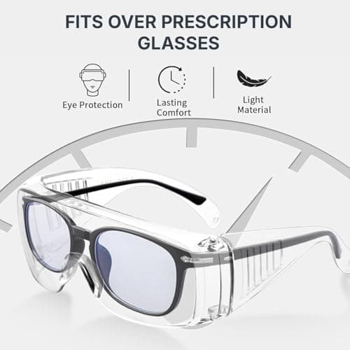 Yugan Safety Goggles for Men & Women | Bike Riding & Dust Safety Transparent Glasses | Lightweight, Anti-Fog, UV Protective, Scratch-Resistant Polycarbonate Lens for Lab & Industrial Use 3