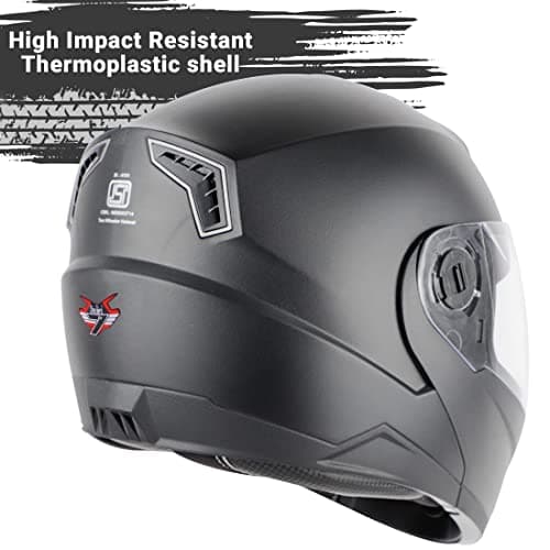 Steelbird SBA-7 7Wings ISI Certified Flip-Up Helmet for Men and Women with Inner Smoke Sun Shield (X-Large 620 MM, Dashing Black) 5